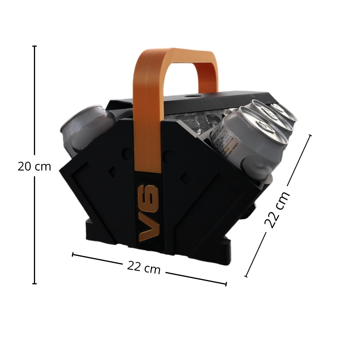 Hielera V6, Portalatas de bebidas, Insiparada en Motor V6